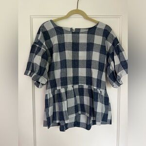 Royal blue gingham peplum top